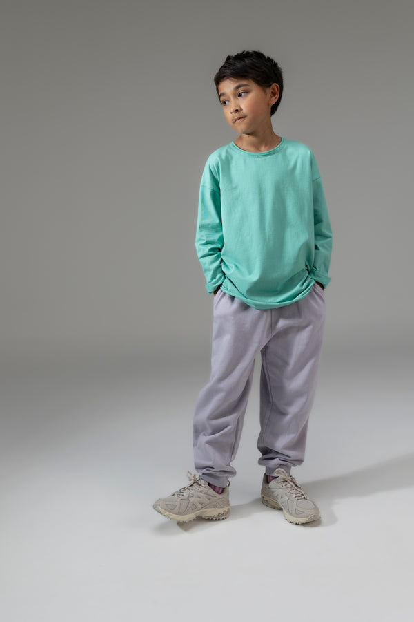 MINGO mingokids Kinder longsleeve in de kleur turquoise van bio katoen