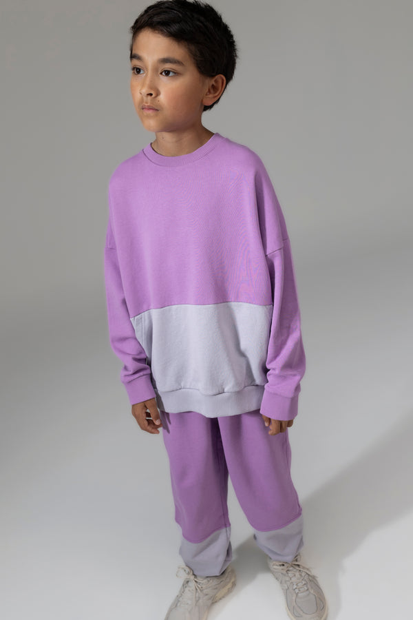 MINGO mingokids Kinder broek en kinder sweater gemaakt van bio katoen in de kleur violet raindrops