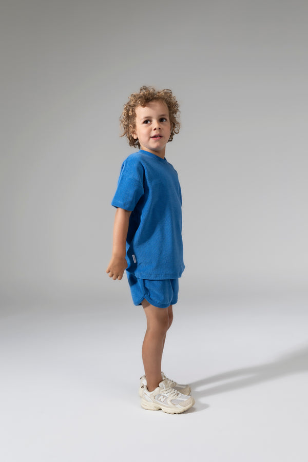 MINGO Mingokids Kinder T-Shirt van badstof in de kleur strong blue
