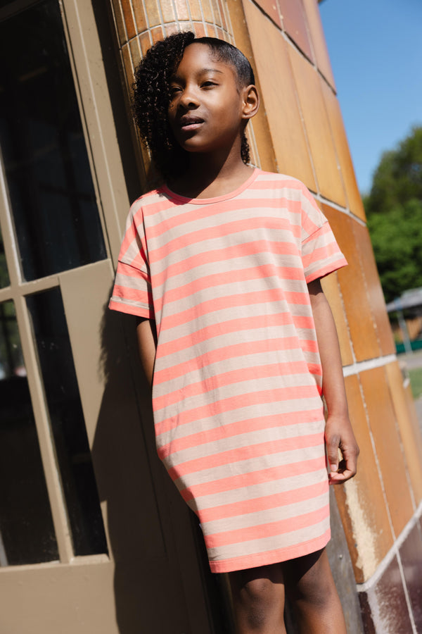 Oversized T-shirt Dress Salmon Stripes