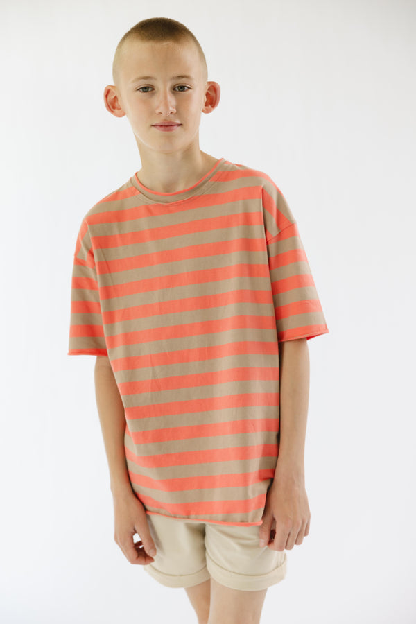 Oversized T-shirt Salmon Stripes