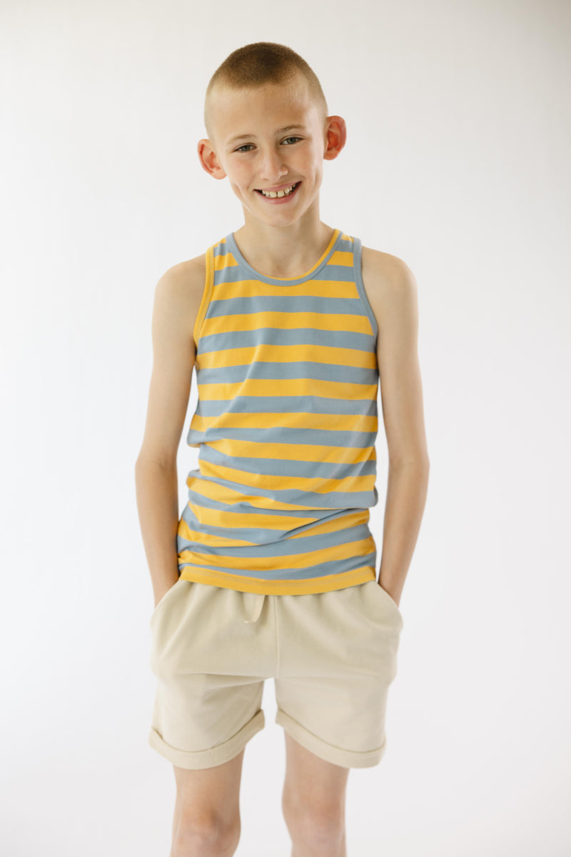 Singlet Greyish Blue Stripe