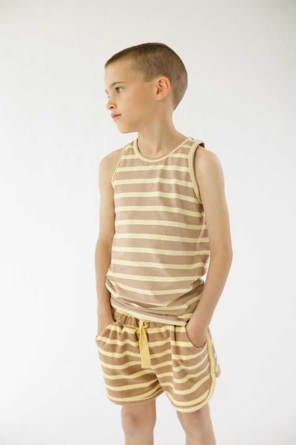 Short Toweling Mushroom Stripe