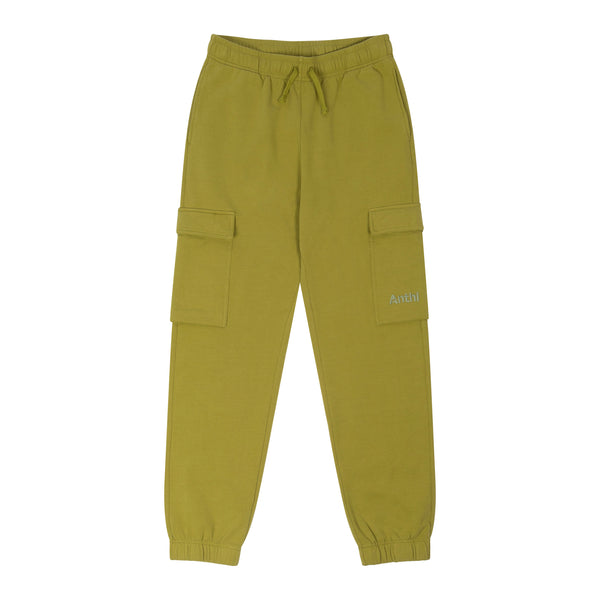 Cargo broek in de kleur Woodbine van biologisch sweat stof. MINGO mingokids voor teens ANTHI