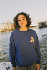 Sweater in de kleur Surf the web blauw, gemaakt van biologisch sweat. ANTHI voor teens MINGO mingokids.