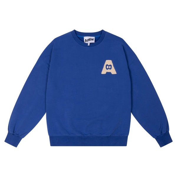 Sweater in de kleur Surf the web blauw, gemaakt van biologisch sweat. ANTHI voor teens MINGO mingokids.