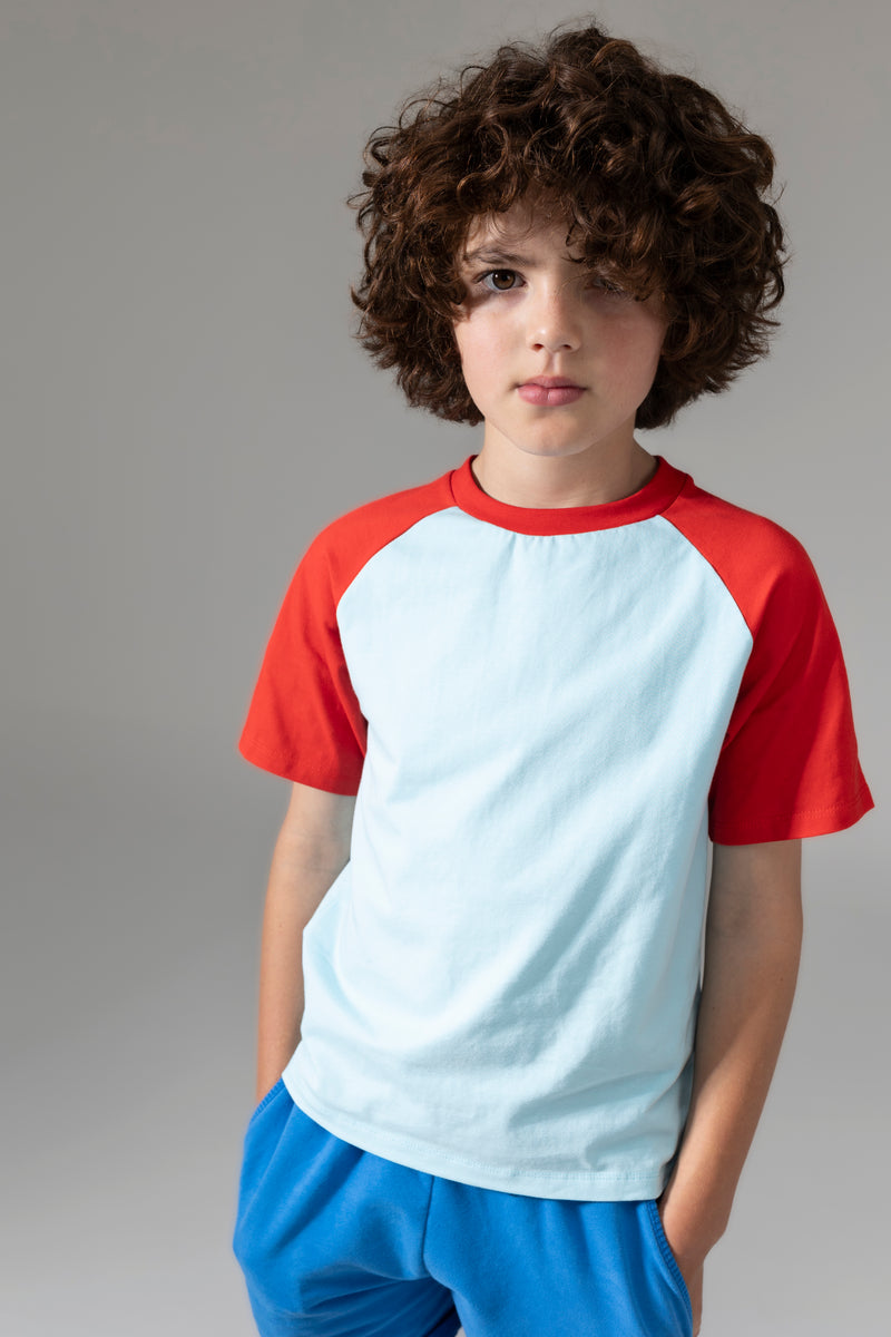 Kinder T-shirt in de kleuren cherry/artic
