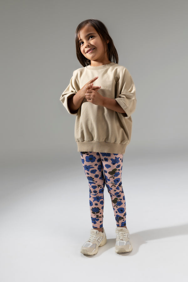 MINGO mingokids Kinder legging blossom en kinder t-Shirt rye. beide van bio katoen