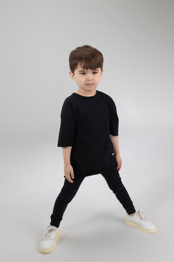 MINGO kinder T-shirt zwart en kinder legging zwart van bio katoen